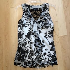 Sleeveless Black and White Blouse